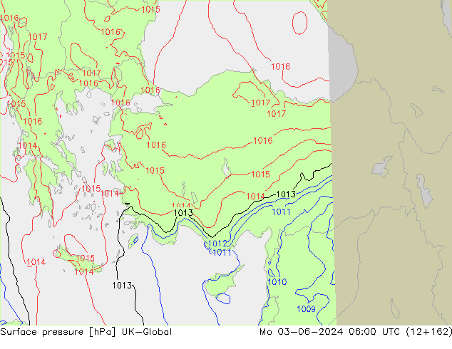 Surface pressure UK-Global Mo 03.06.2024 06 UTC