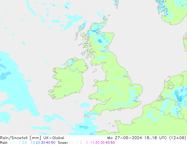 Rain/Snowfall UK-Global Mo 27.05.2024 18 UTC