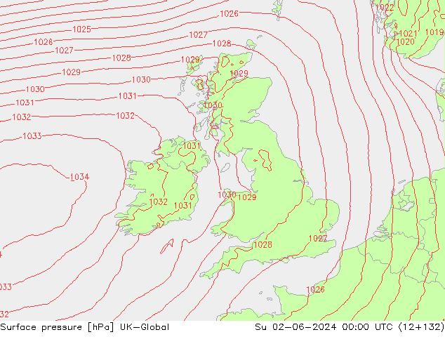 Atmosférický tlak UK-Global Ne 02.06.2024 00 UTC