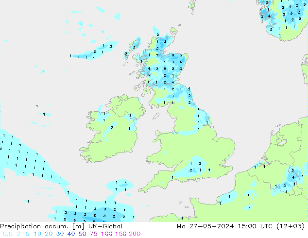 Precipitación acum. UK-Global lun 27.05.2024 15 UTC