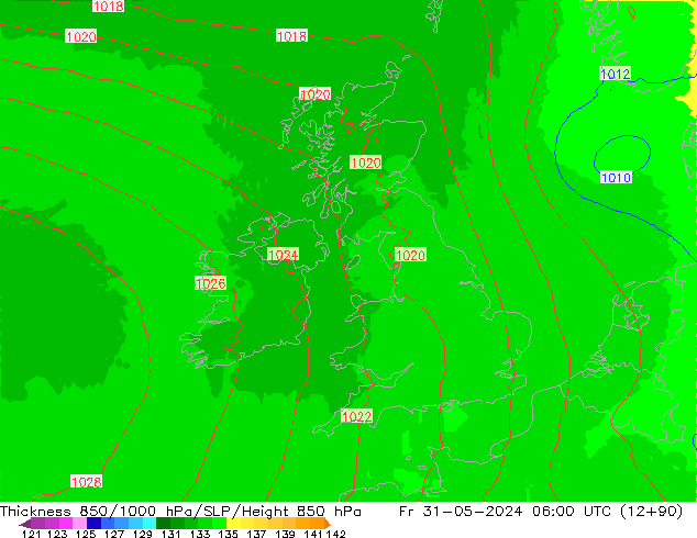 Thck 850-1000 hPa UK-Global Pá 31.05.2024 06 UTC