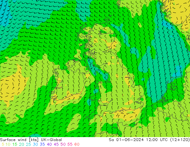 Surface wind UK-Global Sa 01.06.2024 12 UTC