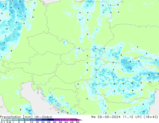 Precipitación UK-Global mié 29.05.2024 12 UTC