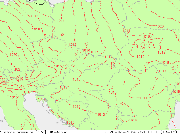 Surface pressure UK-Global Tu 28.05.2024 06 UTC