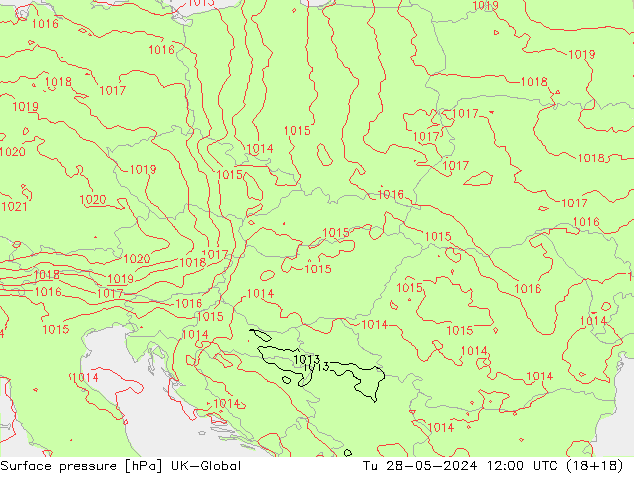 Presión superficial UK-Global mar 28.05.2024 12 UTC