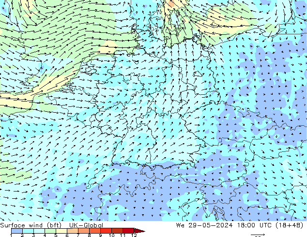  10 m (bft) UK-Global  29.05.2024 18 UTC