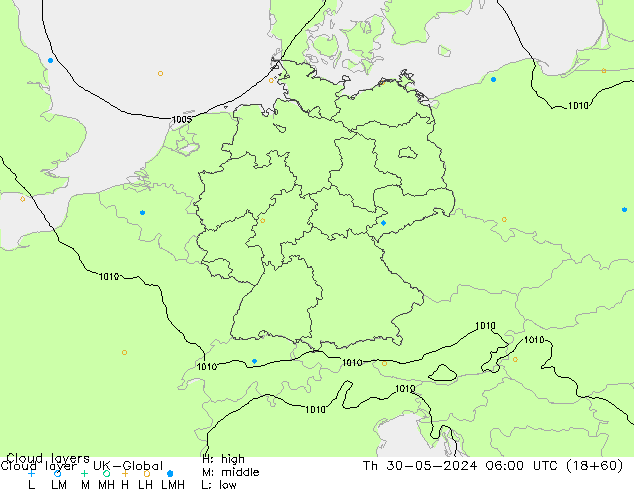 Cloud layer UK-Global Čt 30.05.2024 06 UTC