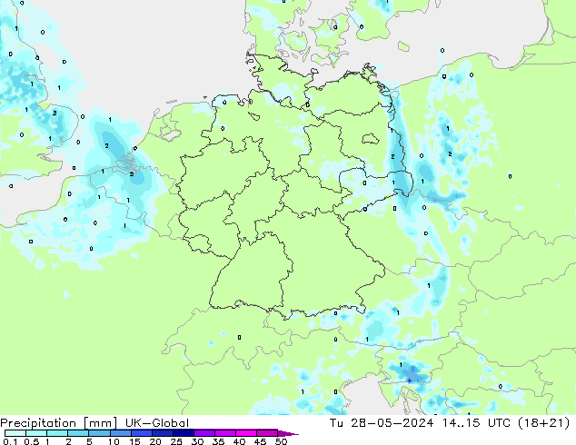 осадки UK-Global вт 28.05.2024 15 UTC