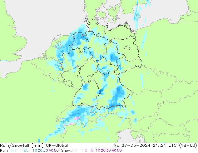 Regen/Schneefall UK-Global Mo 27.05.2024 21 UTC