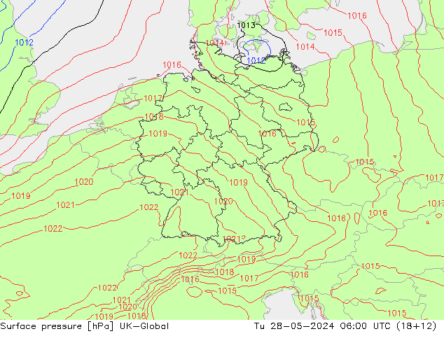 Presión superficial UK-Global mar 28.05.2024 06 UTC