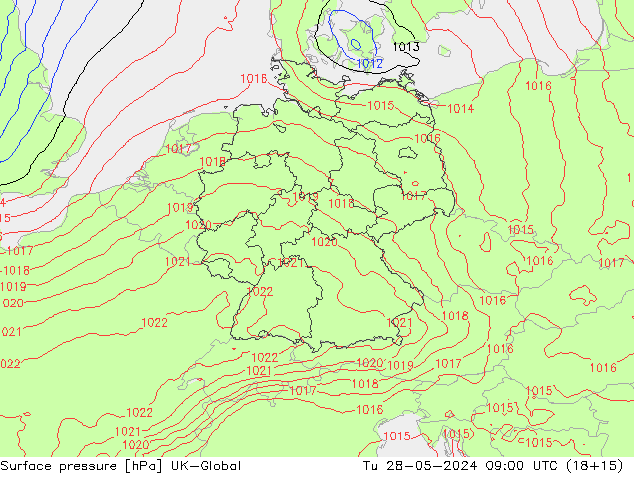 Surface pressure UK-Global Tu 28.05.2024 09 UTC