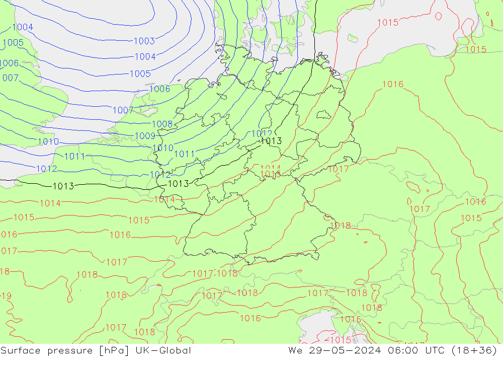 Yer basıncı UK-Global Çar 29.05.2024 06 UTC