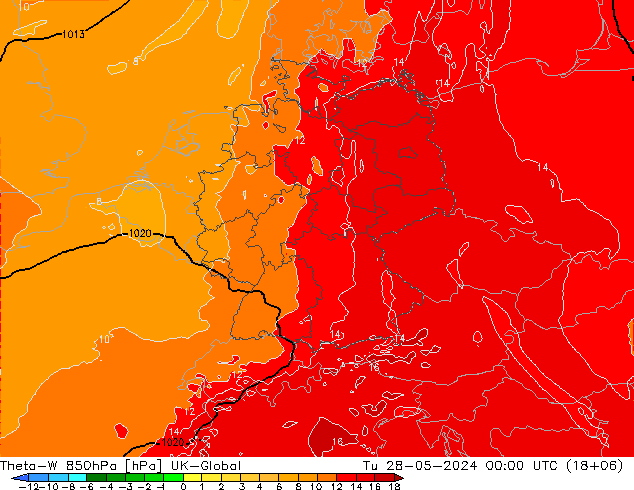 Theta-W 850hPa UK-Global Tu 28.05.2024 00 UTC