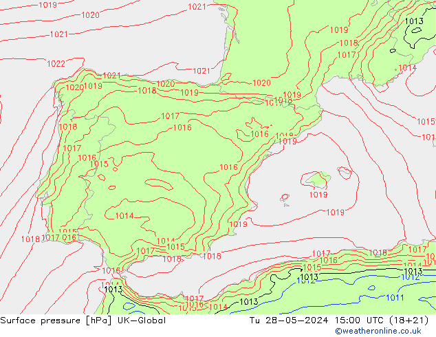 Luchtdruk (Grond) UK-Global di 28.05.2024 15 UTC