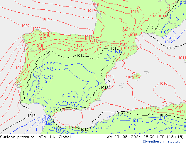 Yer basıncı UK-Global Çar 29.05.2024 18 UTC