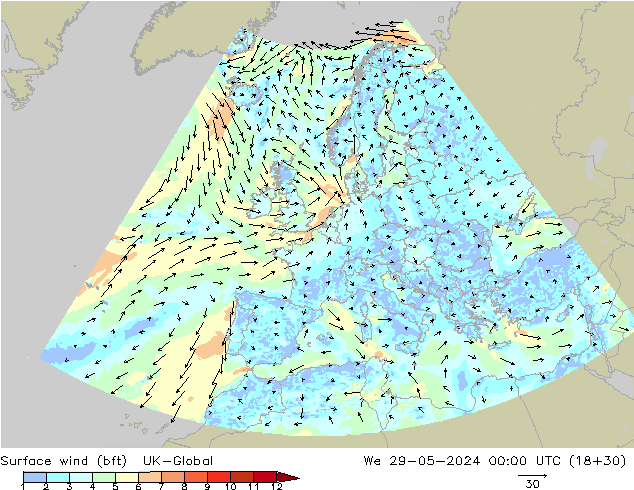 ве�Bе�@ 10 m (bft) UK-Global ср 29.05.2024 00 UTC