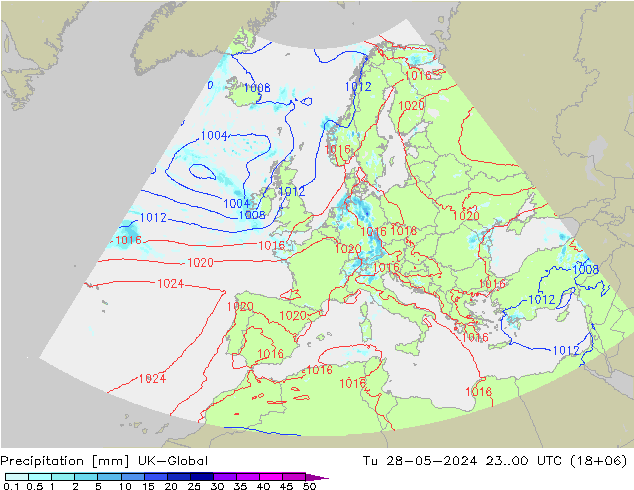 降水 UK-Global 星期二 28.05.2024 00 UTC