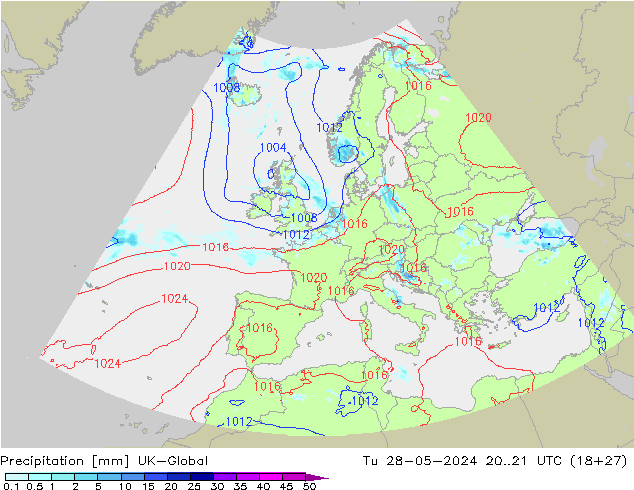 Precipitation UK-Global Tu 28.05.2024 21 UTC