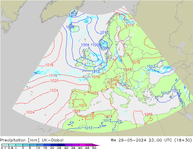 Precipitation UK-Global We 29.05.2024 00 UTC