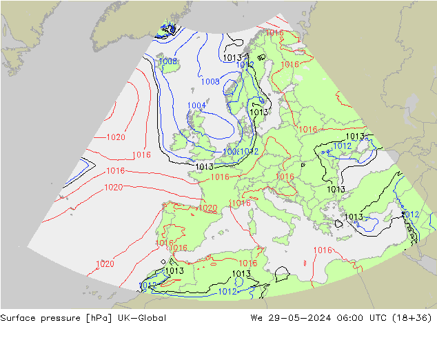 приземное давление UK-Global ср 29.05.2024 06 UTC