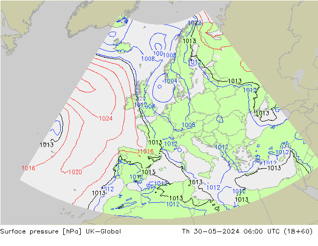 Luchtdruk (Grond) UK-Global do 30.05.2024 06 UTC