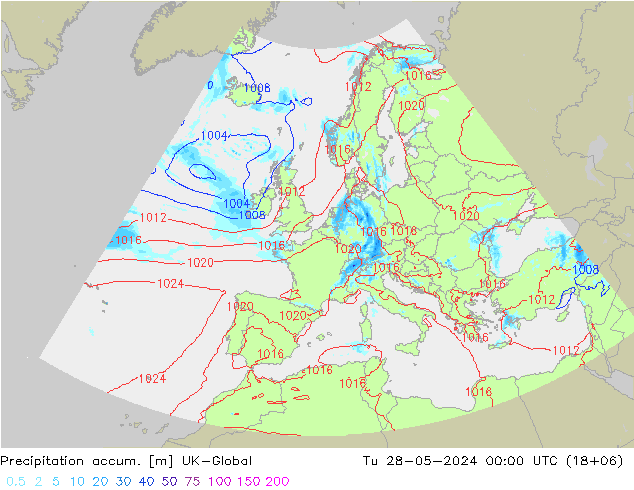 Precipitation accum. UK-Global Tu 28.05.2024 00 UTC