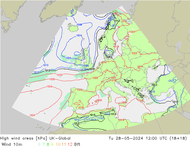 High wind areas UK-Global Út 28.05.2024 12 UTC