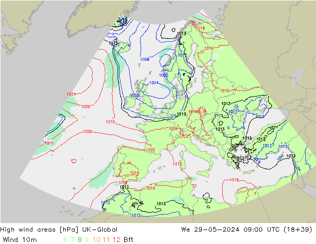 High wind areas UK-Global mer 29.05.2024 09 UTC