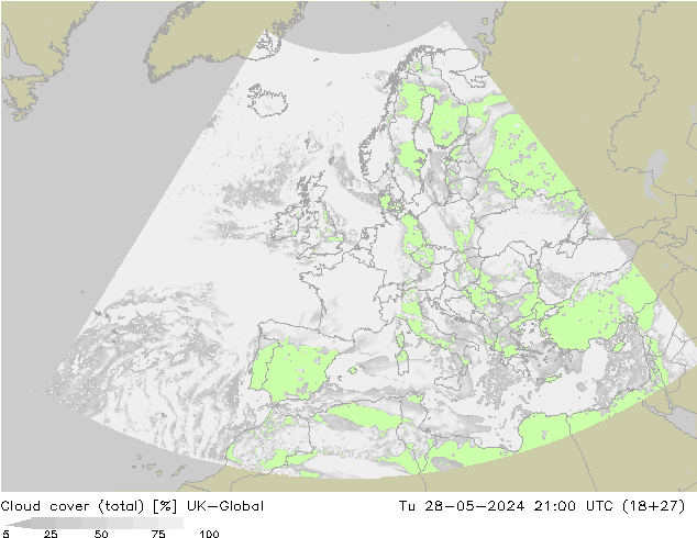 Nubes (total) UK-Global mar 28.05.2024 21 UTC