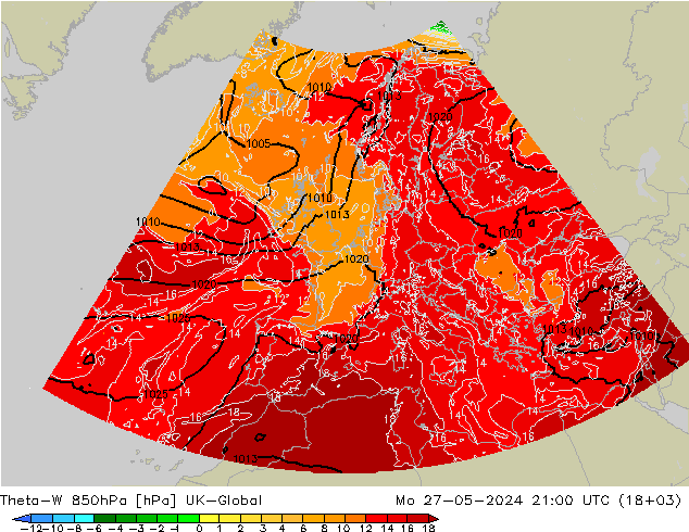 Theta-W 850hPa UK-Global ma 27.05.2024 21 UTC