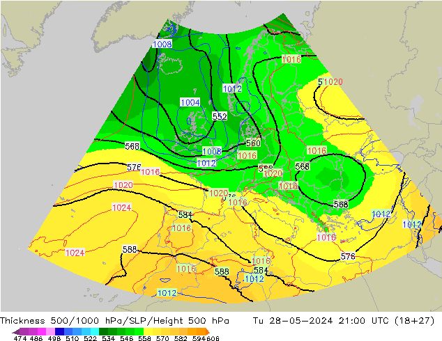Thck 500-1000hPa UK-Global mar 28.05.2024 21 UTC