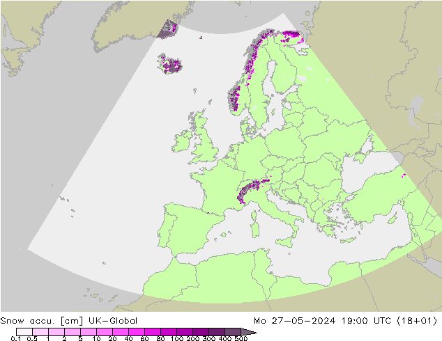 Глубина снега UK-Global пн 27.05.2024 19 UTC