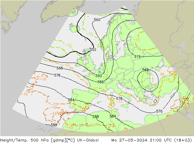 Height/Temp. 500 hPa UK-Global  27.05.2024 21 UTC