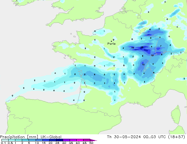 Precipitation UK-Global Th 30.05.2024 03 UTC