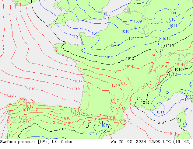приземное давление UK-Global ср 29.05.2024 18 UTC