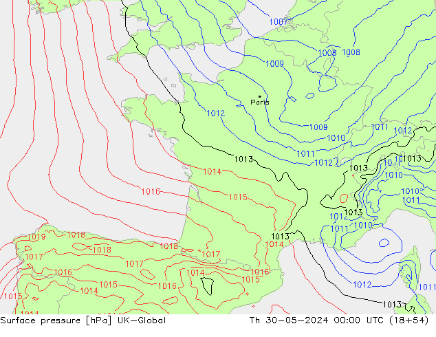 pression de l'air UK-Global jeu 30.05.2024 00 UTC