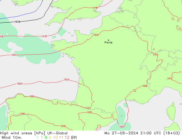 High wind areas UK-Global Po 27.05.2024 21 UTC