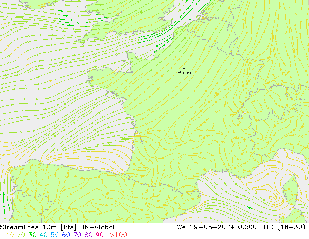 Streamlines 10m UK-Global St 29.05.2024 00 UTC