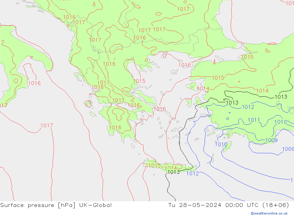 pression de l'air UK-Global mar 28.05.2024 00 UTC