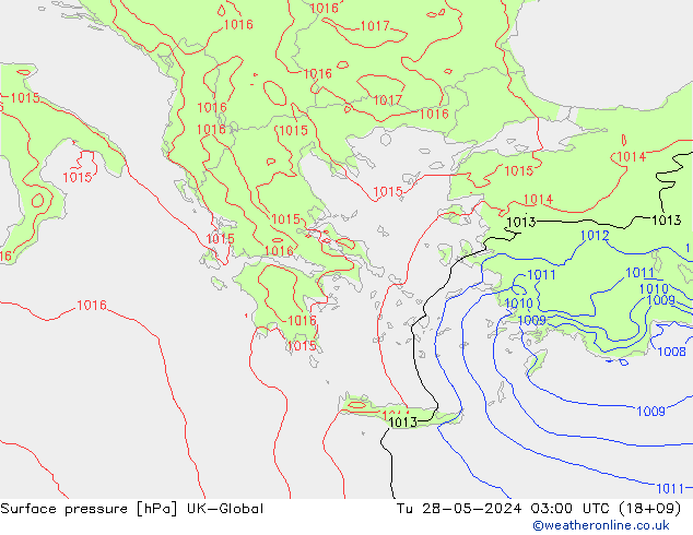 Surface pressure UK-Global Tu 28.05.2024 03 UTC