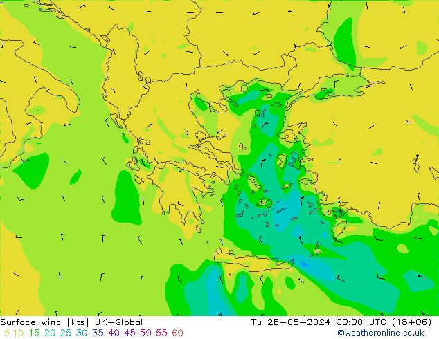 Surface wind UK-Global Tu 28.05.2024 00 UTC