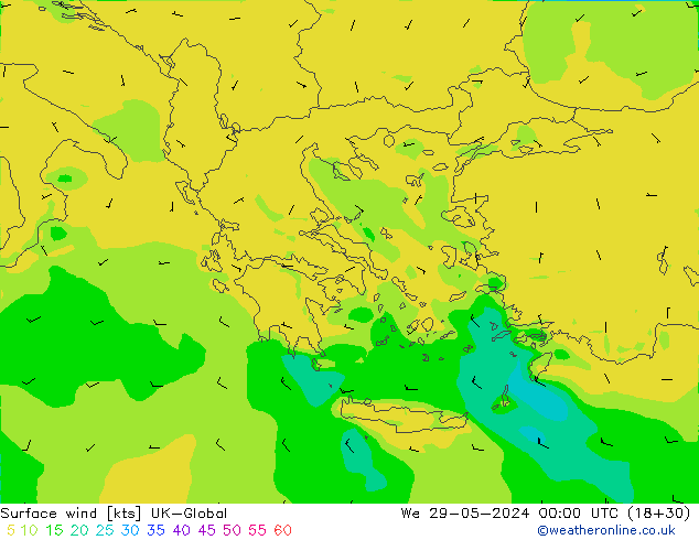 wiatr 10 m UK-Global śro. 29.05.2024 00 UTC