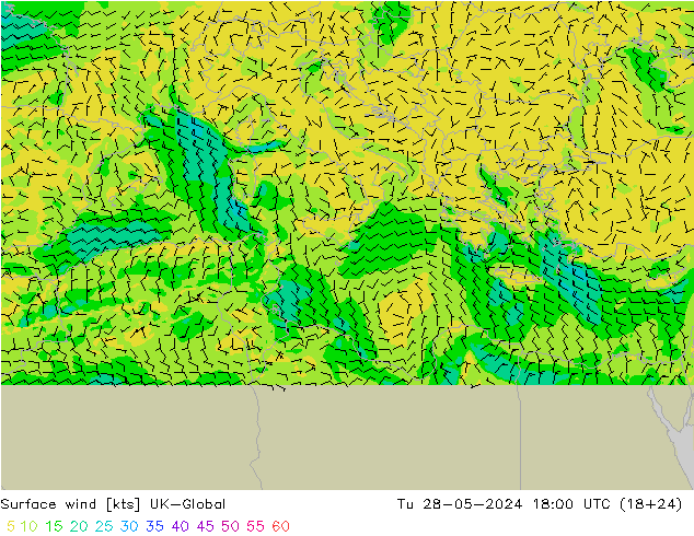 Vento 10 m UK-Global Ter 28.05.2024 18 UTC