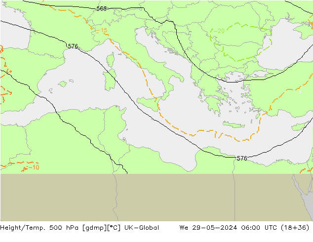 Height/Temp. 500 hPa UK-Global Mi 29.05.2024 06 UTC