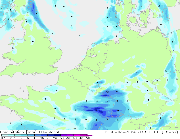 Precipitación UK-Global jue 30.05.2024 03 UTC