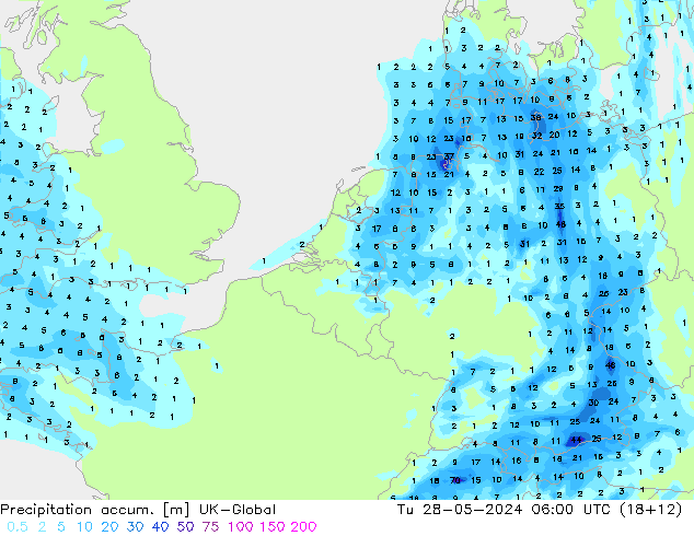 Totale neerslag UK-Global di 28.05.2024 06 UTC