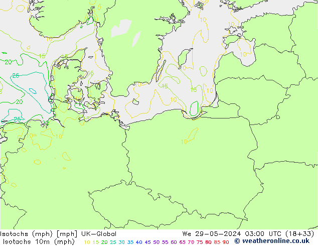 Isotachen (mph) UK-Global wo 29.05.2024 03 UTC