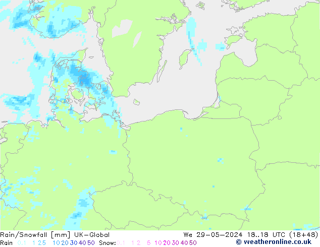 Regen/Sneeuwval UK-Global wo 29.05.2024 18 UTC