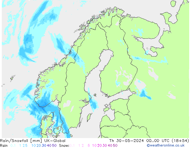 Regen/Schneefall UK-Global Do 30.05.2024 00 UTC