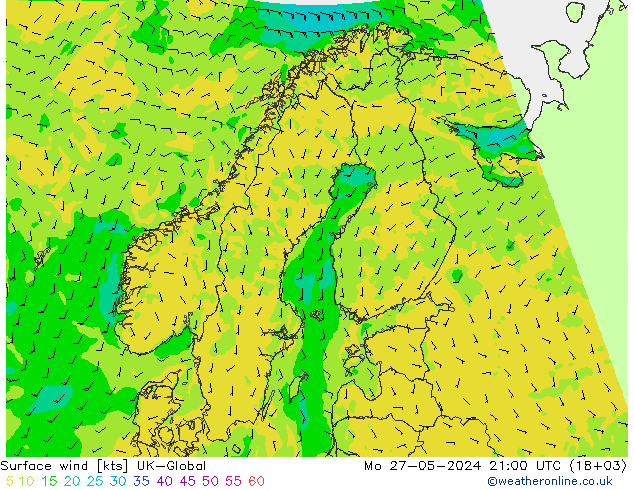 Vento 10 m UK-Global lun 27.05.2024 21 UTC
